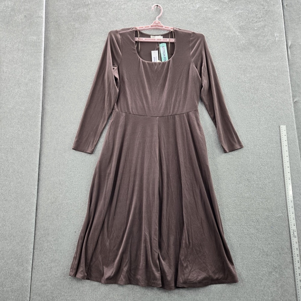 Nine Britton Women Dress 1X Taupe Fit & Flare Carrie Square Neck NWT - Picture 1 of 8